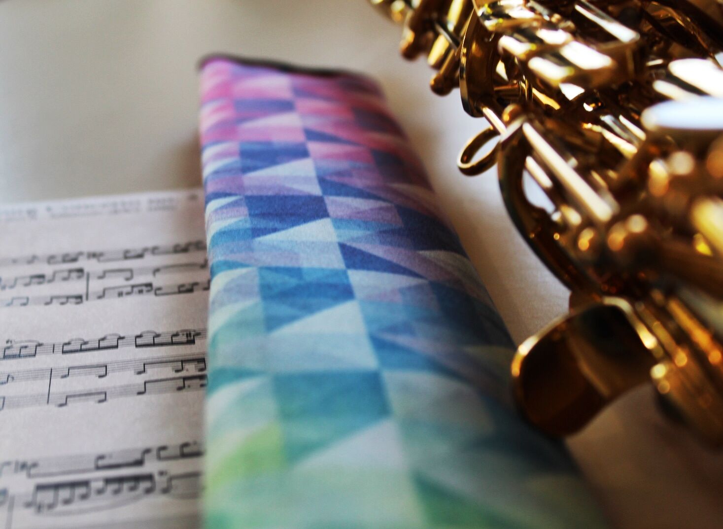 saxophone on microfibre cloth