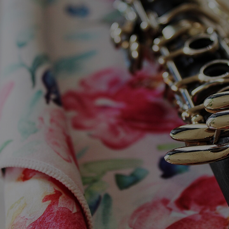 clarinet with painted blooms polishing cloth